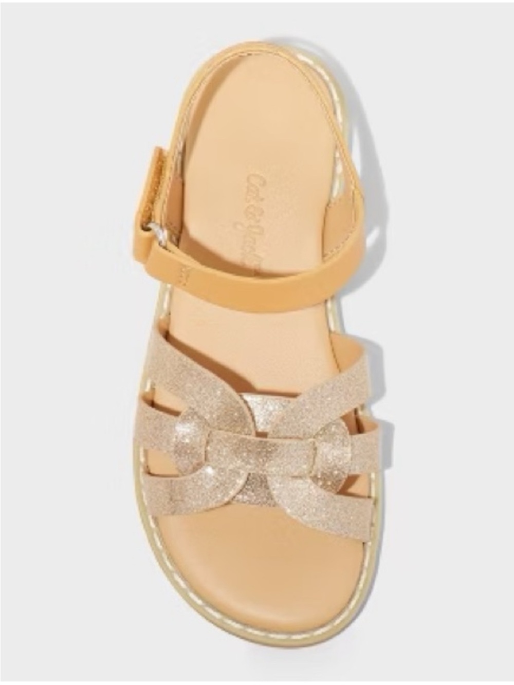 Cat & Jack Girls Gold Glitter Braided Strap Sandals